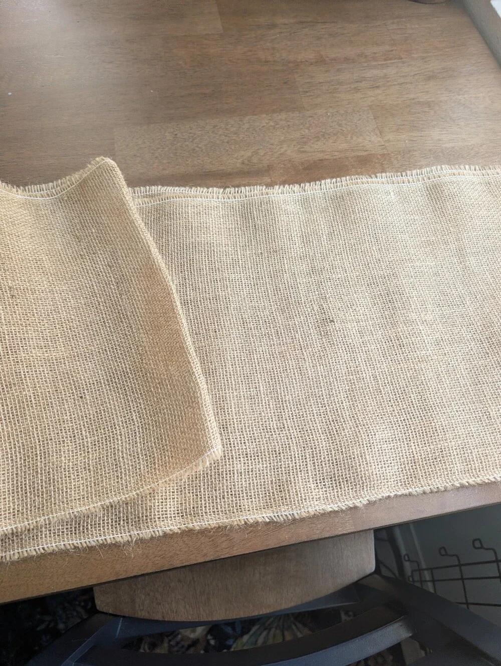 Set of 7 Fringed Burlap Table Runners Each 12